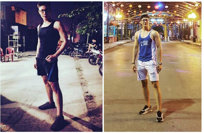 Ngọc Anh trước và khi tập gym. Ảnh: NVCC