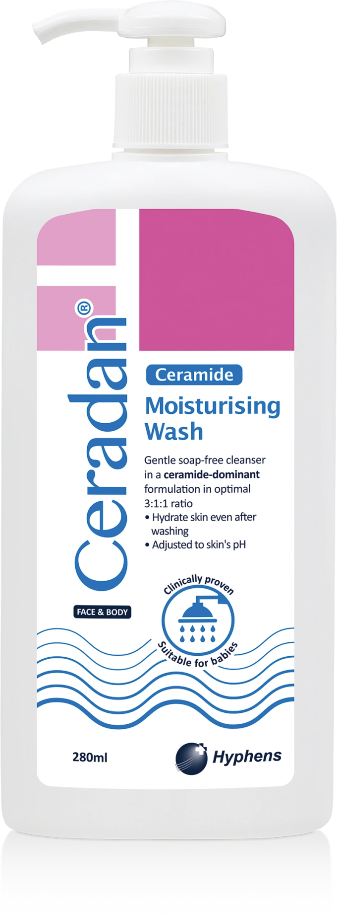 Ceradan Moisturing Wash: sữa rửa mặt và tắm dành cho da khô, nhạy cảm, chứa nhiều ceramide và tỷ lệ lipid sinh lý, hỗ trợ phục hồi hàng rào bảo vệ da. Theo đại diện nhà sản xuất, sản phẩm dùng được cho người lớn, trẻ em.