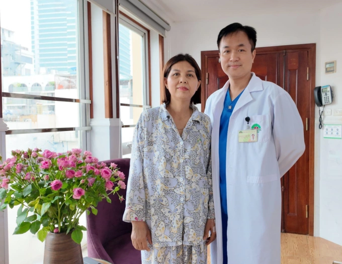 Bệnh nhân N phục hồi tốt sau phẫu thuật cắt u nhầy ruột thừa. Ảnh: Bệnh viện Đa khoa Hồng Ngọc