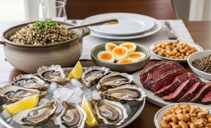 Hàu, đậu nành, trứng, các loại hạt góp phần cân bằng nội tiết tố. Ảnh: Trọng Nghĩa