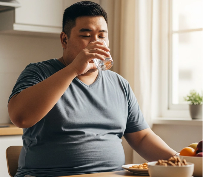 Uống nước đúng cách hỗ trợ giảm cân hiệu quả. Ảnh được tạo bởi AI