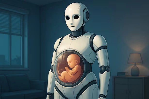 Minh họa robot mang thai hộ. Ảnh: AI