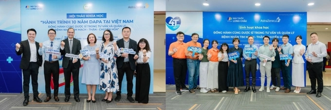 Long Châu và AstraZeneca khởi động chiến dịch kỷ niệm 10 năm Dapagliflozin tại Việt Nam (trái) và hợp tác triển khai dự án HOPE - hỗ trợ dược sĩ Long Châu nâng cao năng lực, đồng hành người bệnh mạn tính. Ảnh: LC