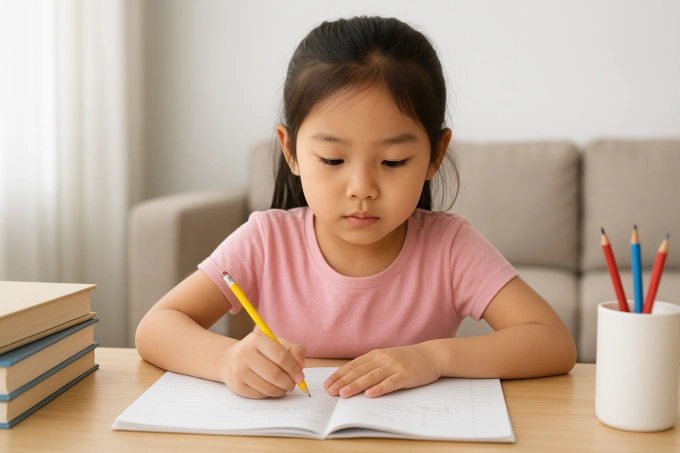 Chia nhỏ bài học giúp trẻ ghi nhớ hiệu quả. Ảnh tạo bởi AI