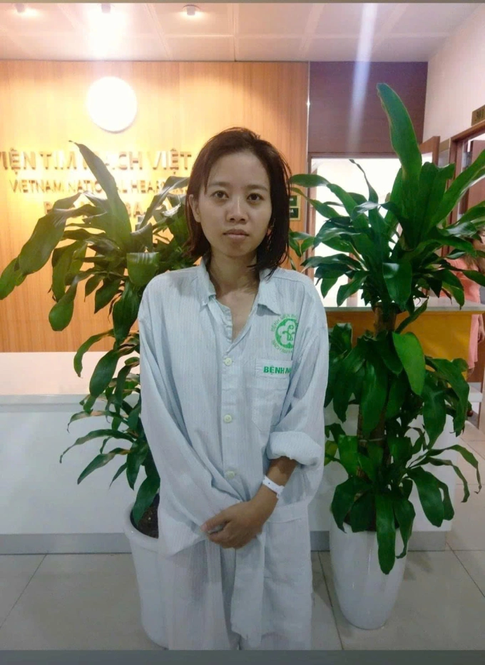 Chị Hiền thời điểm điều trị bệnh, nặng 39 kg. Ảnh: Nhân vật cung cấp
