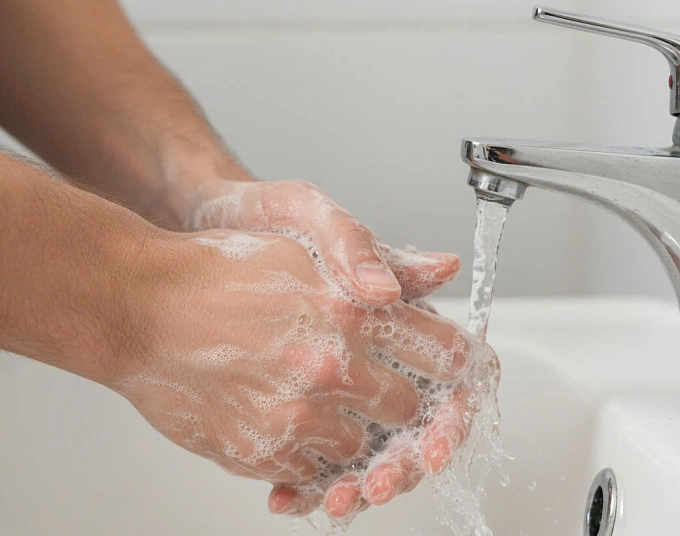 Thói quen rửa tay trước khi ăn, sau khi đi vệ sinh giúp phòng bệnh viêm gan. Ảnh: AI