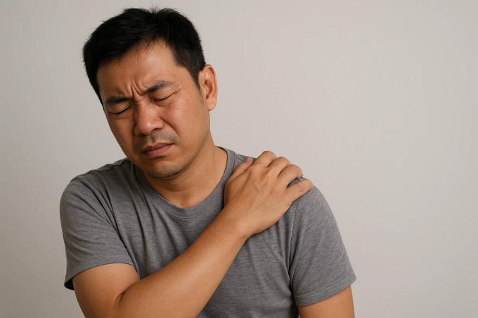 Đau vai kéo dài cũng có thể là dấu hiệu cảnh báo ung thư phổi. Ảnh minh họa: AI