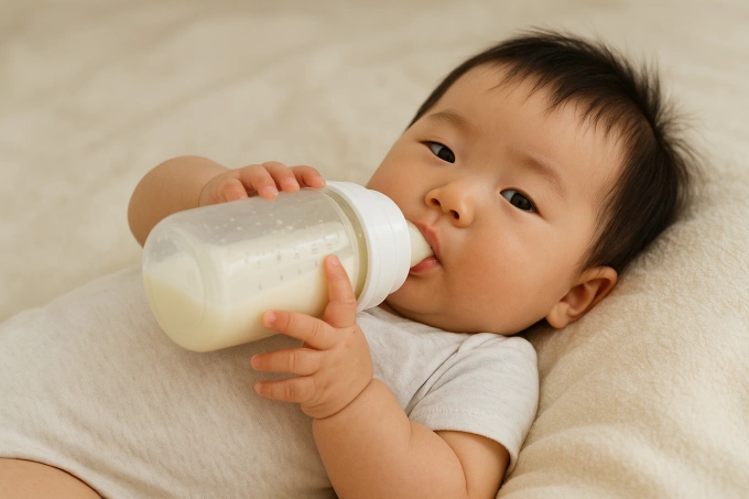 Trẻ dị ứng sữa có biểu hiện ở da, hệ hô hấp. Ảnh minh họa: AI