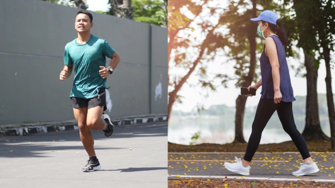Chạy chậm và đi bộ nhanh là hai bài tập dễ thực hiện, tốt cho sức khỏe xương khớp, tim mạch và tăng khả năng thông khí cho phổi. Ảnh: Vecteezy