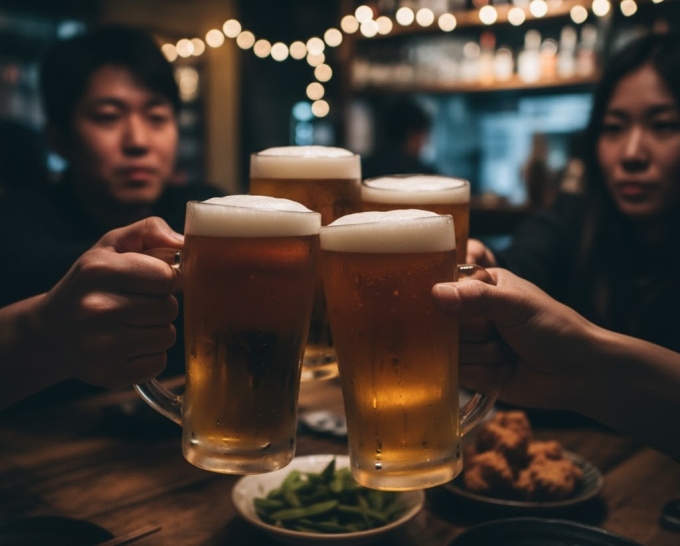 Thường xuyên tiêu thụ rượu bia gây hại cho sức khỏe tổng thể, đặc biệt là sức khỏe xương khớp. Ảnh được tạo bởi AI