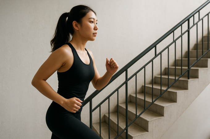 Leo cầu thang giúp phản ứng sức khỏe tim. Ảnh: AI
