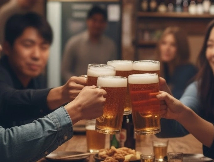 Uống nhiều rượu bia gây ảnh hưởng đến sức khỏe tổng thể và sinh lý nam giới. Ảnh được tạo bởi AI
