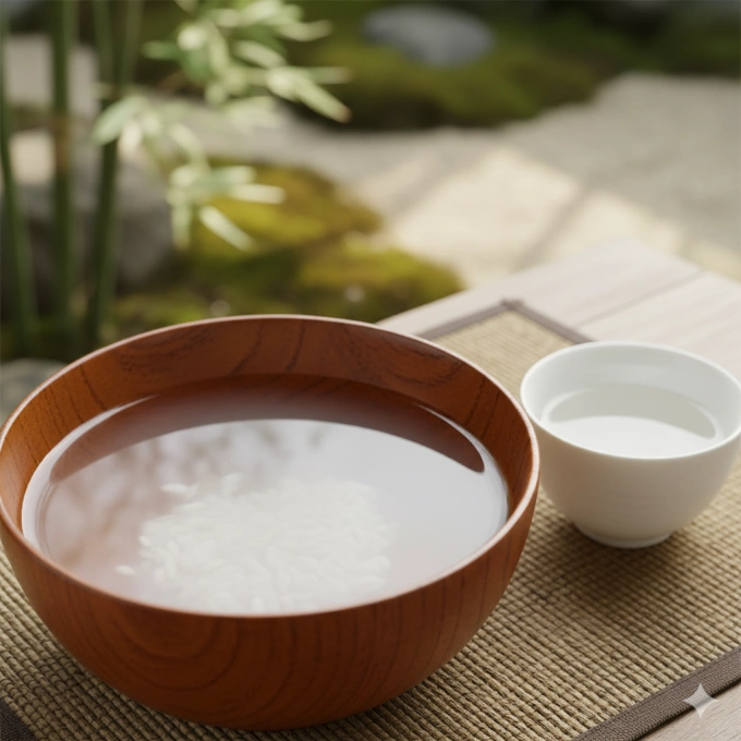 Tại sao nước gạo tốt cho da? Nước gạo có thể áp dụng theo nhiều cách để chăm sóc da, không gây kích ứng. Ảnh minh họa tạo bởi AI