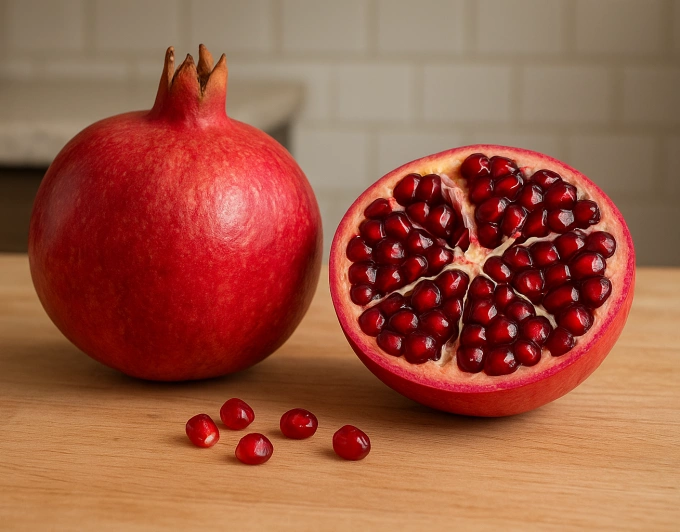 Người dị ứng thực phẩm, huyết áp thấp không nên ăn lựu. Ảnh tạo bởi AI