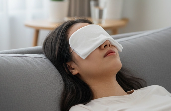 Chườm lạnh giúp giảm sưng mắt do viêm mũi dị ứng. Ảnh: AI