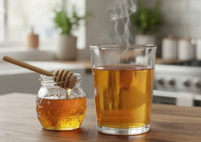 Một ly nước ấm pha mật ong giúp cơ thể thư giãn, cải thiện giấc ngủ. Ảnh: Trọng Nghĩa