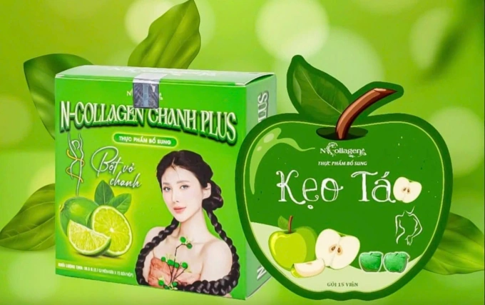 Kẹo táo được Ngân collagen quảng cáo trên các nền tảng mạng xã hội.