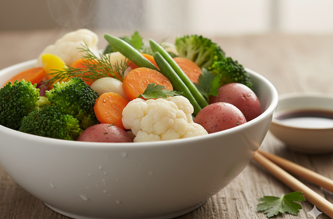 Rau củ nhiều chất xơ, ít calo hỗ trợ giảm cân. Ảnh được tạo bởi AI