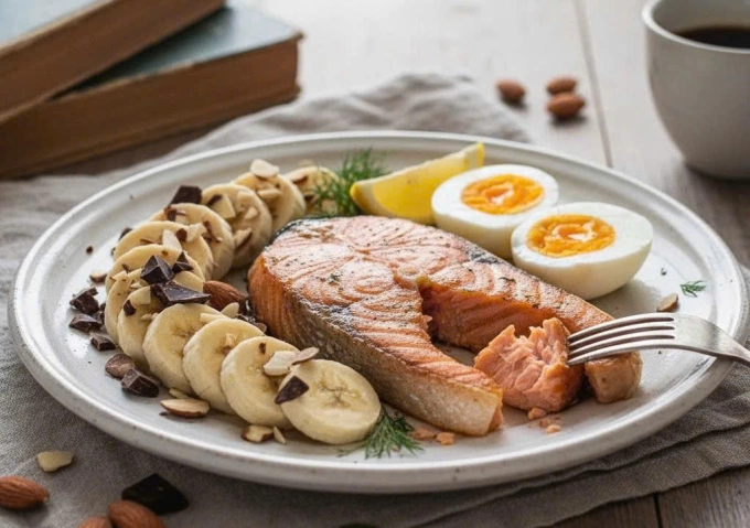 Các món ăn hỗ trợ sản xuất dopamine có tác dụng thư giãn. Ảnh được tạo bởi AI