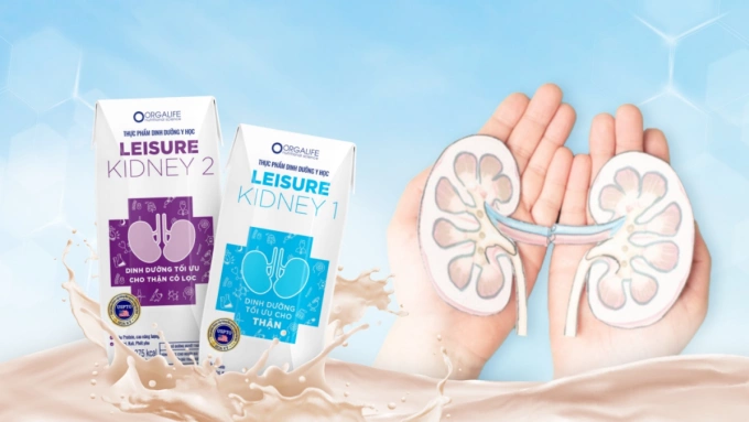 Dinh dưỡng chuyên biệt cho người bệnh thận Leisure Kidney 1 & Leisure Kidney 2 là thực phẩm dinh dưỡng y học chuyên biệt cho người bệnh thận. Ảnh: Orgalife