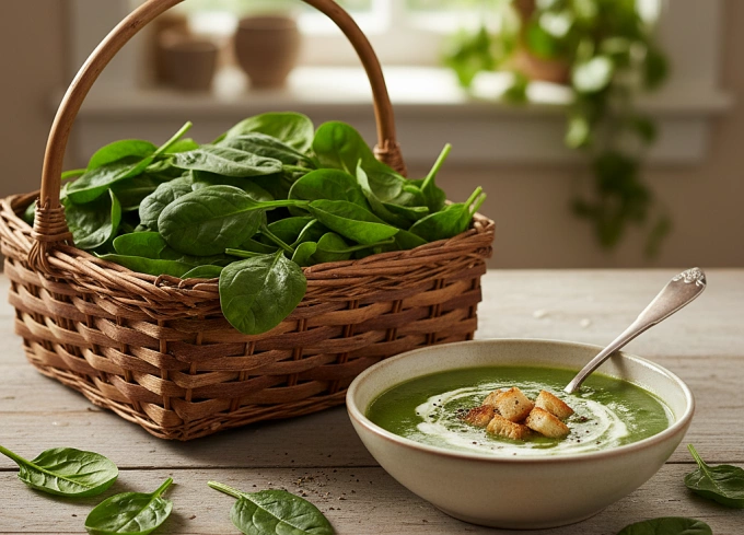 Ăn rau xanh thường xuyên tốt cho não Rau bina giàu chất xơ và chất chống oxy hóa. Ảnh: AI