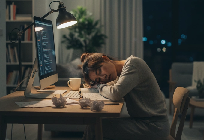 Ngủ đa pha có thể gây hại sức khỏe thế nào Ngủ đa pha có thể gây thiếu ngủ, mệt mỏi. Ảnh được tạo bởi AI