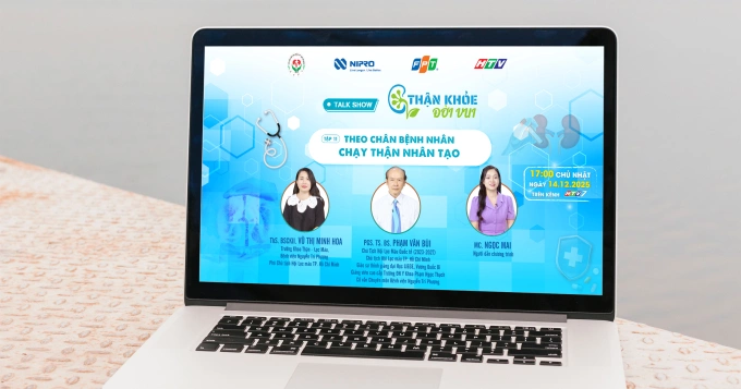 Câu chuyện 'sống khỏe' của người chạy thận nhân tạo Khán giả đang theo dõi đoạn video giới thiệu tập 11 của chương trình Thận khỏe - Đời vui. Ảnh: FPT