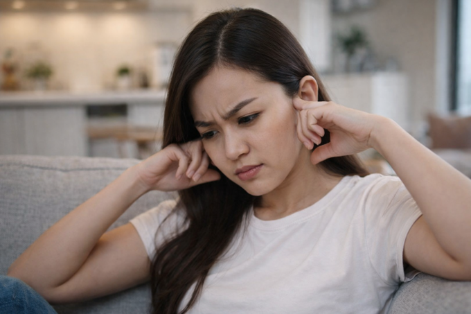 4 triệu chứng cảnh báo điếc đột ngột Ù tai là một dấu hiệu cảnh báo sớm bệnh lý điếc đột ngột. Ảnh được tạo bởi AI