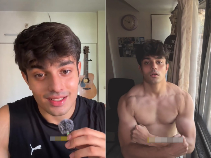 Thân hình săn chắc của Eshaan sau khi giảm cân. Ảnh chụp màn hình