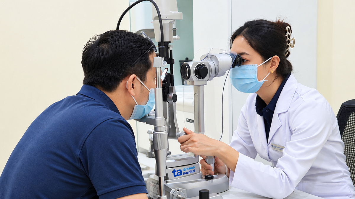 Vụn tóc mắc kẹt trong mi mắt người đàn ông